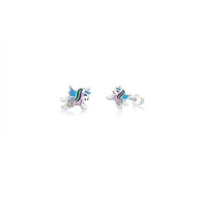 Chanteur Hypoallergenic Kids Jewelry Accessories Unicorn CZ White Gold Palladium Plating Stud Earrings Surgical Titanium Posts