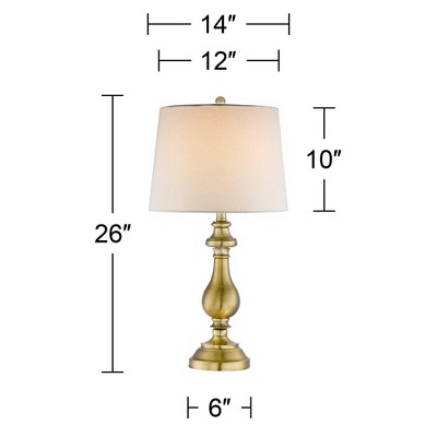 Fairlee Antique Brass Candlestick Table Lamps Set of 2 with White Drum Shade