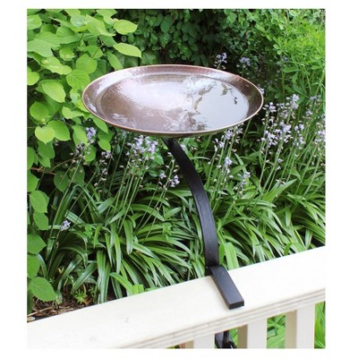 Burnt Copper 15" Hammered Birdbath with Rail Mount Bracket