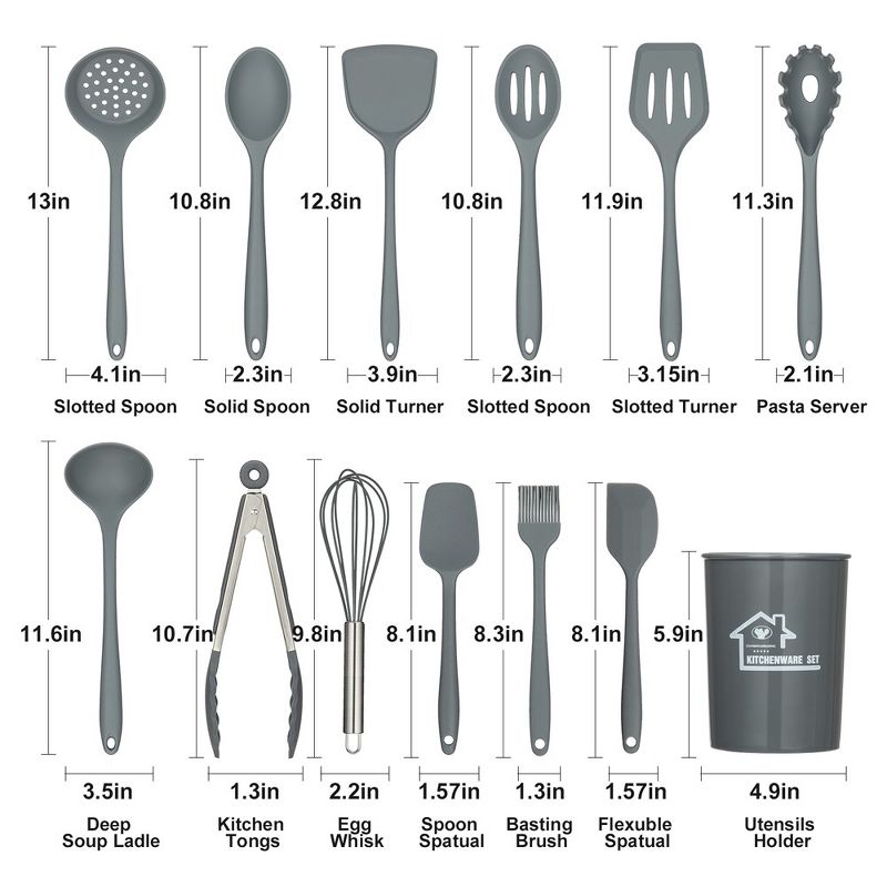 13-piece Silicone Cooking Utensil Set, Kitchen Cooking Tool Set with Cutlery Holder, 2 of 9