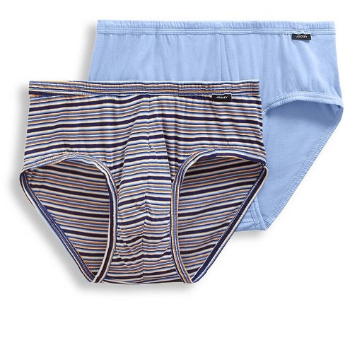 Jockey Mens Elance Poco Brief 2 Pack Underwear Briefs 100% Cotton L  Tranquil Stripe/soft Sky Blue : Target