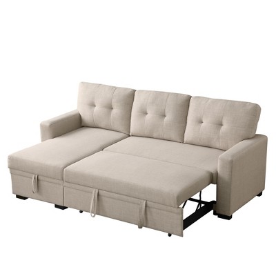 ChicFurnit L-Shaped Modular Sectional Sofa Couch Elegant Storage Sofa with Pull Out Loveseat Removable Cushions for Living Room, Beige, 82"*53"*34.5"