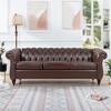 Dolonm 84.65" 3-Seater Chesterfield: Easy-Clean PU Leather, Solid Wood Frame, Plush Foam & Springs - Formal Living Room - 2 of 4