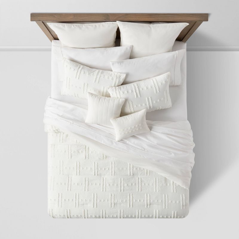 8pc Tufted Broken Stripe Comforter Bedding Set White - Threshold™, 3 of 10