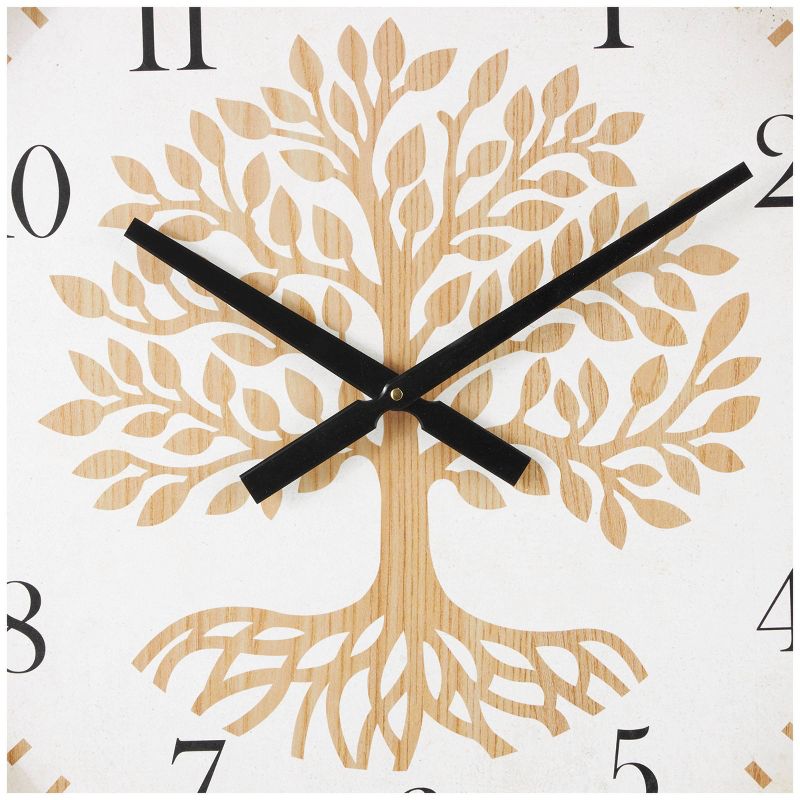 24&#34;x24&#34; Wooden Tree Wall Clock with Cream Backing Brown - Olivia &#38; May, 3 of 10