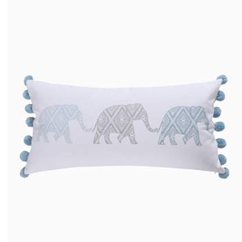 12x24 Adia Elephant Poms Pillow Gray - Homthreads