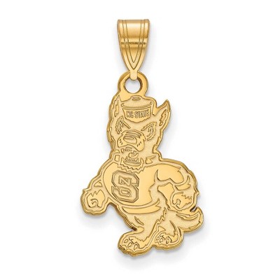 Black Bow Jewelry 14k Yellow Gold North Carolina State Wolfpack NCAA Large Pendant
