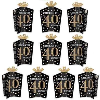Big Dot of Happiness Adult 40th Birthday - Gold - Table Decorations - Birthday Party Fold and Flare Centerpieces - 10 Count