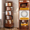 TIRAMISUBEST 6-Tier Rotating Bookshelf - 360¡ã Spinning Bookcase w/Wheels for Small Spaces, Narrow Wood Storage (Walnut) - 3 of 4