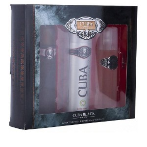 Cuba Black by Cuba for Men - 3 Pc Gift Set 3.3oz EDT Spray, 3.3oz After Shave, 6.6oz Body Spray - 1 of 1