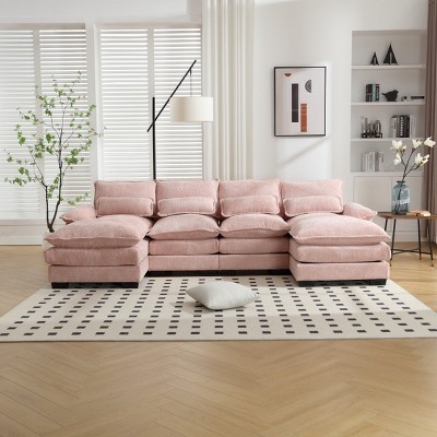 U-shaped Sectional Couch,High Quality Sponge Filling,Solid Wood Frame, Oversized Four-Seater Sofa-Maison Boucle