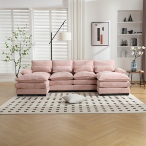 U-shaped Sectional Couch,High Quality Sponge Filling,Solid Wood Frame, Oversized Four-Seater Sofa-Maison Boucle - 1 of 4