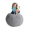 CreativeQT Stuff ’n Sit XL 38’’ Bean Bag Storage Cover for Stuffed Toys, Great as Bedroom Organizer or Chair, Light Gray Corduroy - 2 of 4