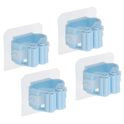 Unique Bargains Broom Grippers Self Adhesive Mop Dustpan Holders 1.9"x0.9"x1.8" 4 Pcs