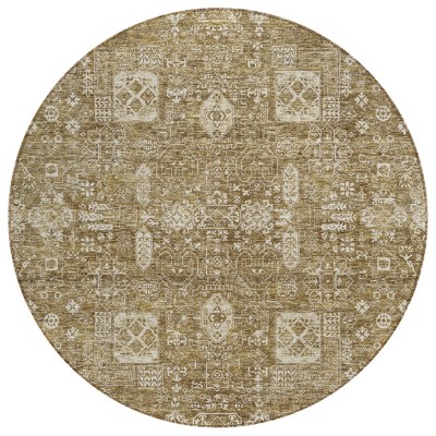Brown Beige And Ivory Oriental Washable Indoor Outdoor Area Rug