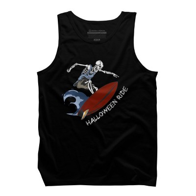 Men's Design By Humans Halloween Surfing Zombie Skeleton Funny Costume t shirt By graceandfinn Tank Top