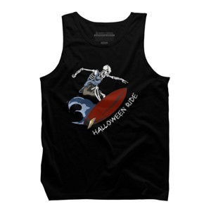 Men's Design By Humans Halloween Surfing Zombie Skeleton Funny Costume t shirt By graceandfinn Tank Top - 1 of 4