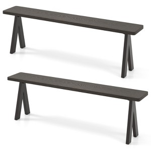 Tangkula 3-Person Outdoor Bench Set of 2 w/ 800 LBS Bearing Capacity for Garden - 1 of 4