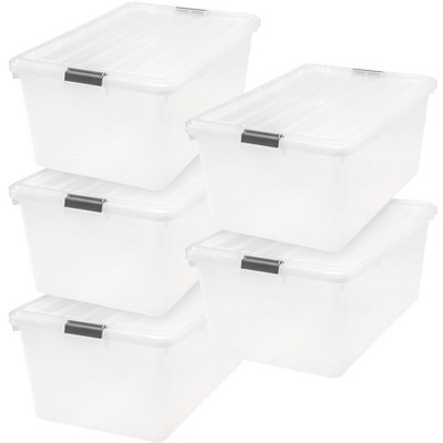 IRIS USA 3 Pack 144qt Large Clear View Plastic Storage Bin with Lid and  Secure Latching Buckles 