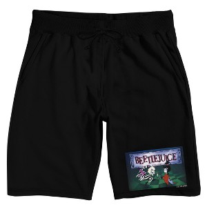 Beetlejuice Animated Series Beetlejuice and Lydia Men's Black Lounge Shorts - 1 of 4