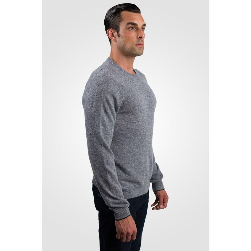 JENNIE LIU Men's 100% Pure Cashmere Long Sleeve Pullover Crewneck Sweater, 4 of 5