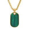 Steeltime 24" 18k gold plated stainless steel and stone dog tag pendant. Color Options: Brown, Green - 2 of 4