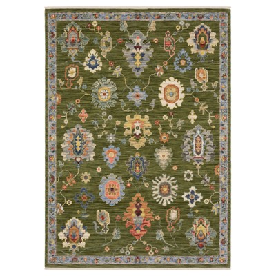 Captiv8e Designs Lorelei Vintage Traditional Green Wool Rug