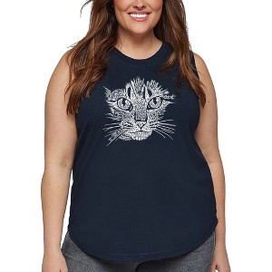 LA Pop Art Women's Word Art Tank Top - Cat Face - 1 of 4