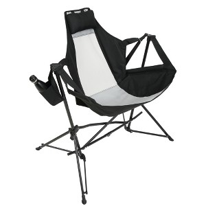 Sevobal Outdoor Portable Chairs Hammock Camping Chair Folding Rocking Recliner with Pillow Cup Holder for Lawn Backyard, Black, 11"*8.3"*37.8" - 1 of 4