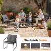 VINGLI 4 Piece Patio Conversation Set, Outdoor Furniture Set with Glass Coffee Table & Comfortable Cushion, Grey - 3 of 4