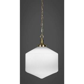 Toltec Lighting Carina 1 - Light Pendant in  New Aged Brass with 14" Opal Frosted Shade