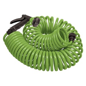 Orbit Coil Garden Hose with Nozzle, Green, 25ft - 1 of 2
