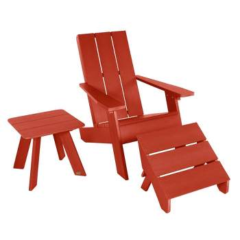 Italica 3pc Set with Modern Adirondack Chair, Side Table & Folding Ottoman - highwood
