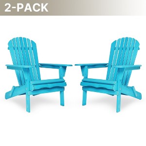 Rbied Wooden Outdoor Foldable Adirondack Chair Patio Chair Set of 2, Half Assembled - 1 of 4