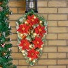 Collections Etc LED Lighted Poinsettia Pine Swag with 6-Hour Timer - 3 of 3