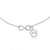 Bella Silver Sterling Silver, Infinty with Paw Print Charm Anklet - Silver - 9+1 Inch - 2 of 4