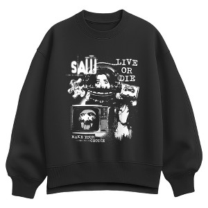 Women's Saw Magazine Oversized Fleece Crew Sweatshirt - Black - 2