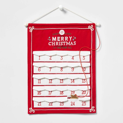 20" Fabric 'merry Christmas' Hanging Advent Calendar Red/white -  Wondershop™ : Target