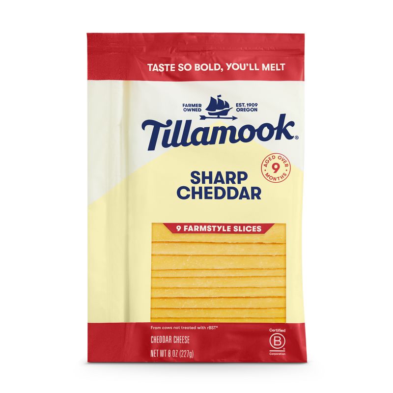 Tillamook Farmstyle Sharp Cheddar Cheese Slices - 8oz/9 slices, 1 of 7