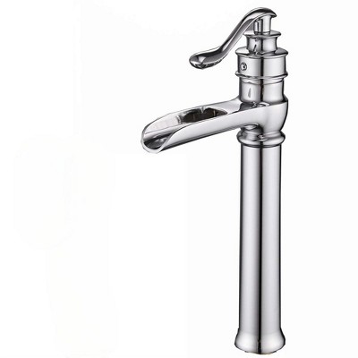 BWE Waterfall Single Hole Single-Handle Vessel Bathroom Faucet With Pop-up Drain Assembly