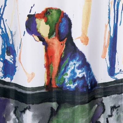 Colorful Dog in Bathtub Polyester Fabric Shower Curtain