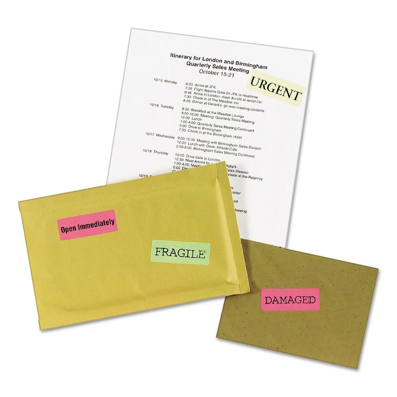 Avery High-Visibility Permanent ID Labels Laser 1 x 2 5/8 Asst. Neon 450/Pack 5979, 3 of 8
