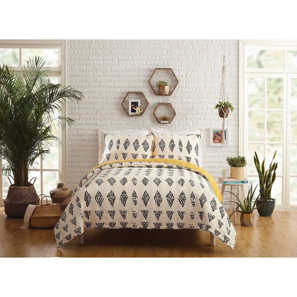 Justina Blakeney for Makers Collective King 3pc Prosperity Quilt & Sham Set White