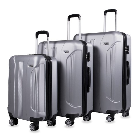 American Green Travel Denali S 3 Piece TSA Anti Theft Spinner Luggage Sets Silver