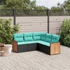 vidaXL Patio Sofa Set Black PE rattan 5 Piece Set Modular - Black Without table - 2 of 4