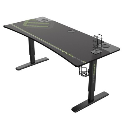 63x26 Manual Height Adjustable Gaming Desk,63" D x 26" W x 26 - 32" H, Black