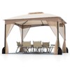 Costway 10 X 10/12 FT Patio Gazebo with Netting Walls 4 Sandbags Zippered Doors Outdoor Gray/Beige - 2 of 4