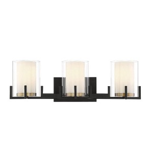 Savoy House Eaton 3 - Light Vanity in  Matte Black/Warm Brass - 1 of 3