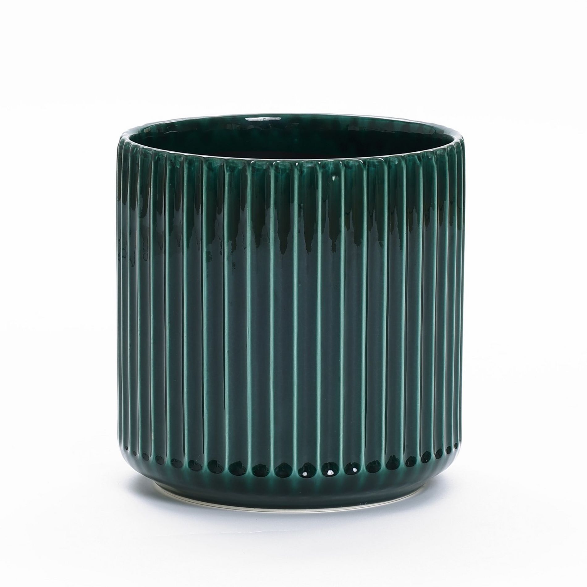 LuxenHome Jade Green Glazed Planter – Round Ceramic Pot for Indoor/Outdoor Use