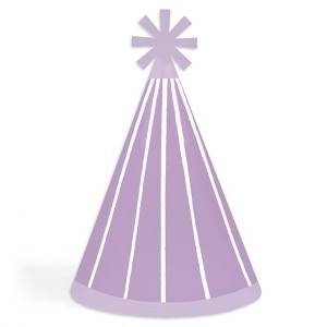 Big Dot of Happiness Purple Stripes - Cone Happy Birthday Party Hats for Kids and Adults - Set of 8 (Standard Size) - 1 of 4